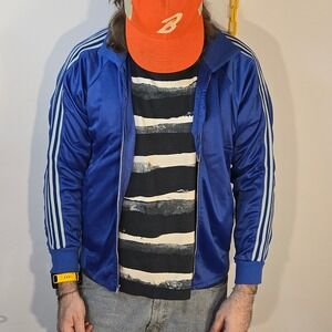 VTG 1970s Court‎ Casuals Mens M Track Jacket Blue Striped Zip Tennis USA Varsity